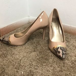 Snakeskin & nude heels